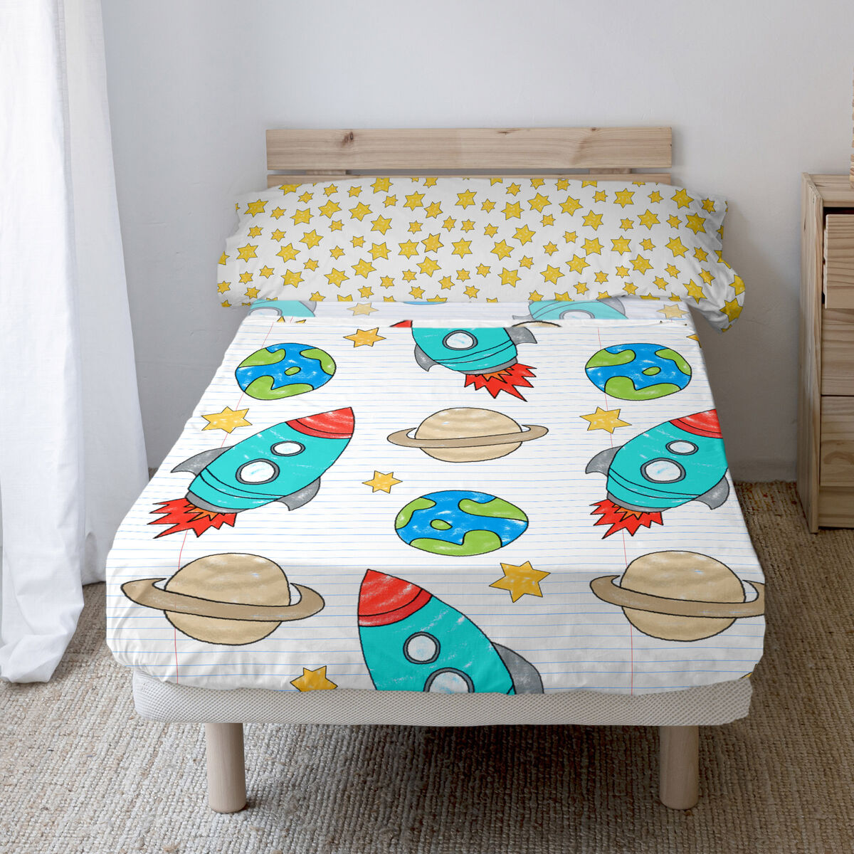 Set de foi HappyFriday Mr Fox Space Rocket Multicolor Pat 80/90 2 Piese